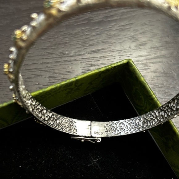 Buccellati Inspired Bangle Bracelet Brass Sterling 925 Fits wrists 6.25-“ Rare! - Picture 7 of 11